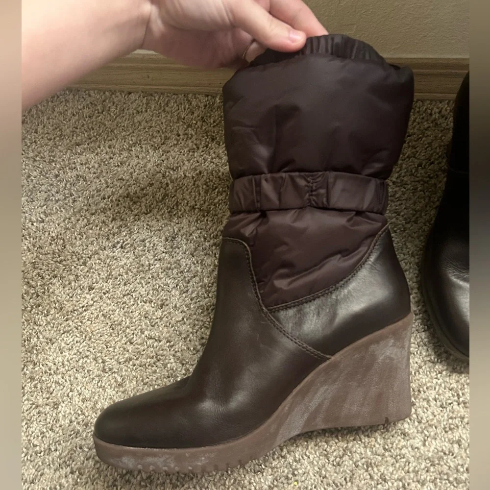 UGG Australia Cassidy Leather Puffy Brown Wedge Winter Boots Women's Size 9 Rain